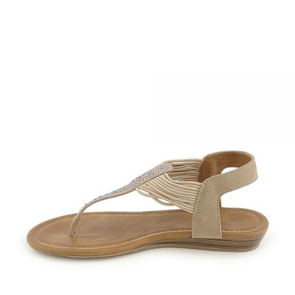 Tan Sandals With Rhinestones NIB - Picture 3 of 5
